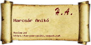 Harcsár Anikó névjegykártya
